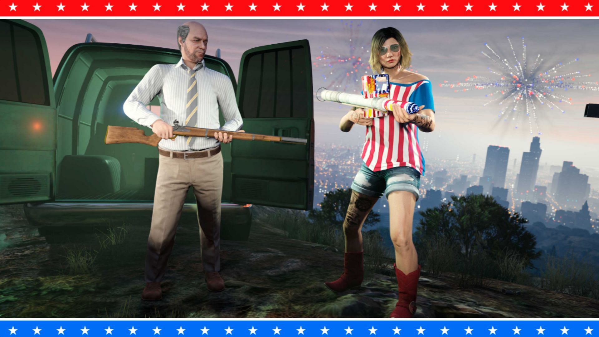 Independence Day and fireworks go hand in hand in Grand Theft Auto Online (Image via Rockstar Games)